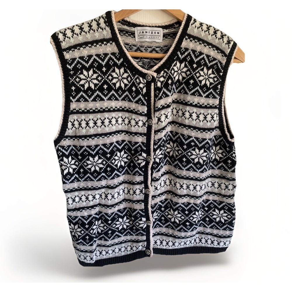 Preppy‎ Women's Casual Bookworm Button Front Sleeveless Vest Academic Sz Large